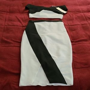 2 Piece crop White & Black bodycon set